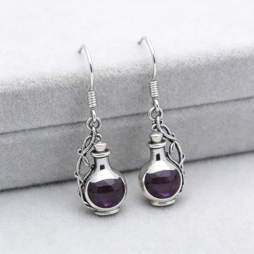 Amethyst Potion Bottle Earrings