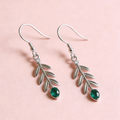 Emerald Leaf Drop Earrings
