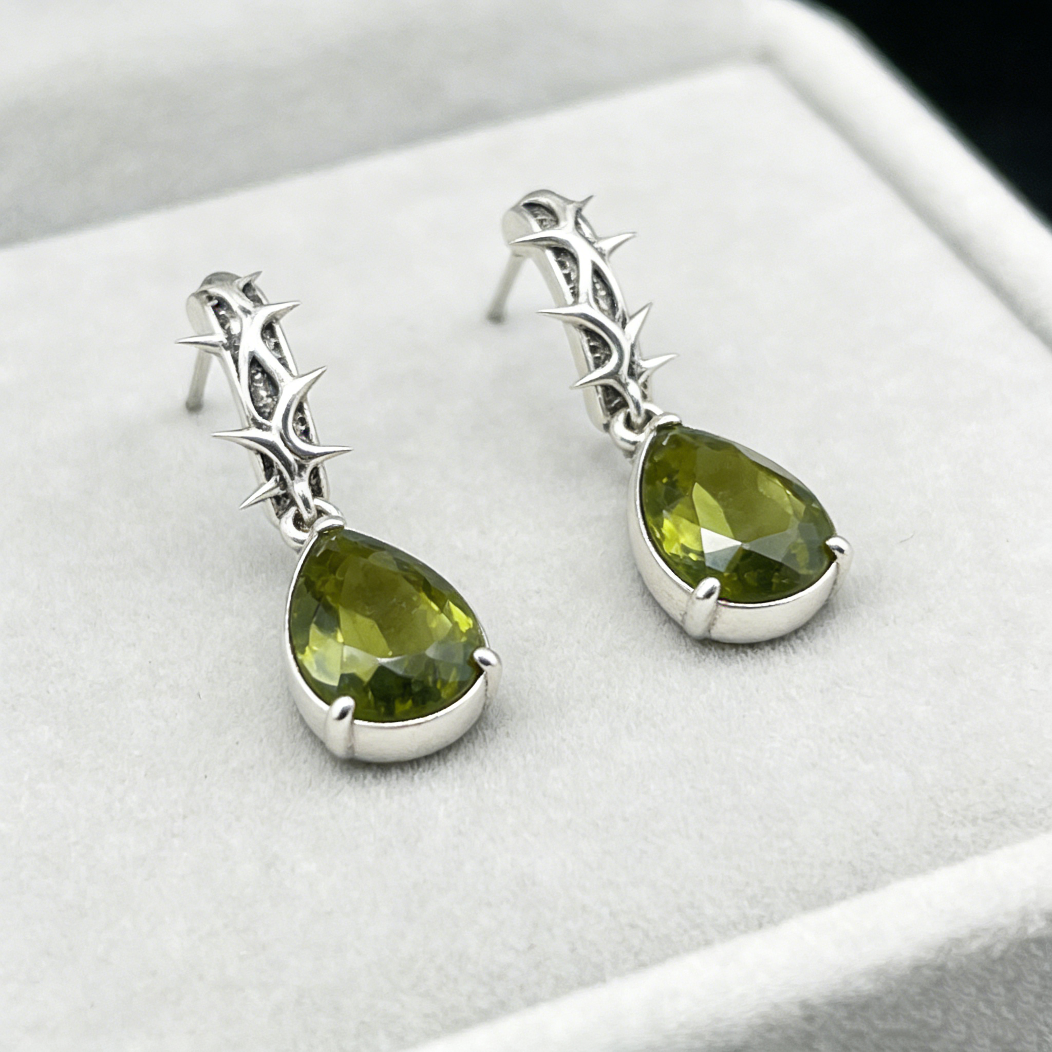 Thorn & Peridot Drop Earrings