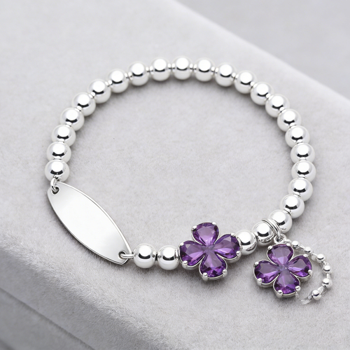 Amethyst Clover Beaded Bracelet