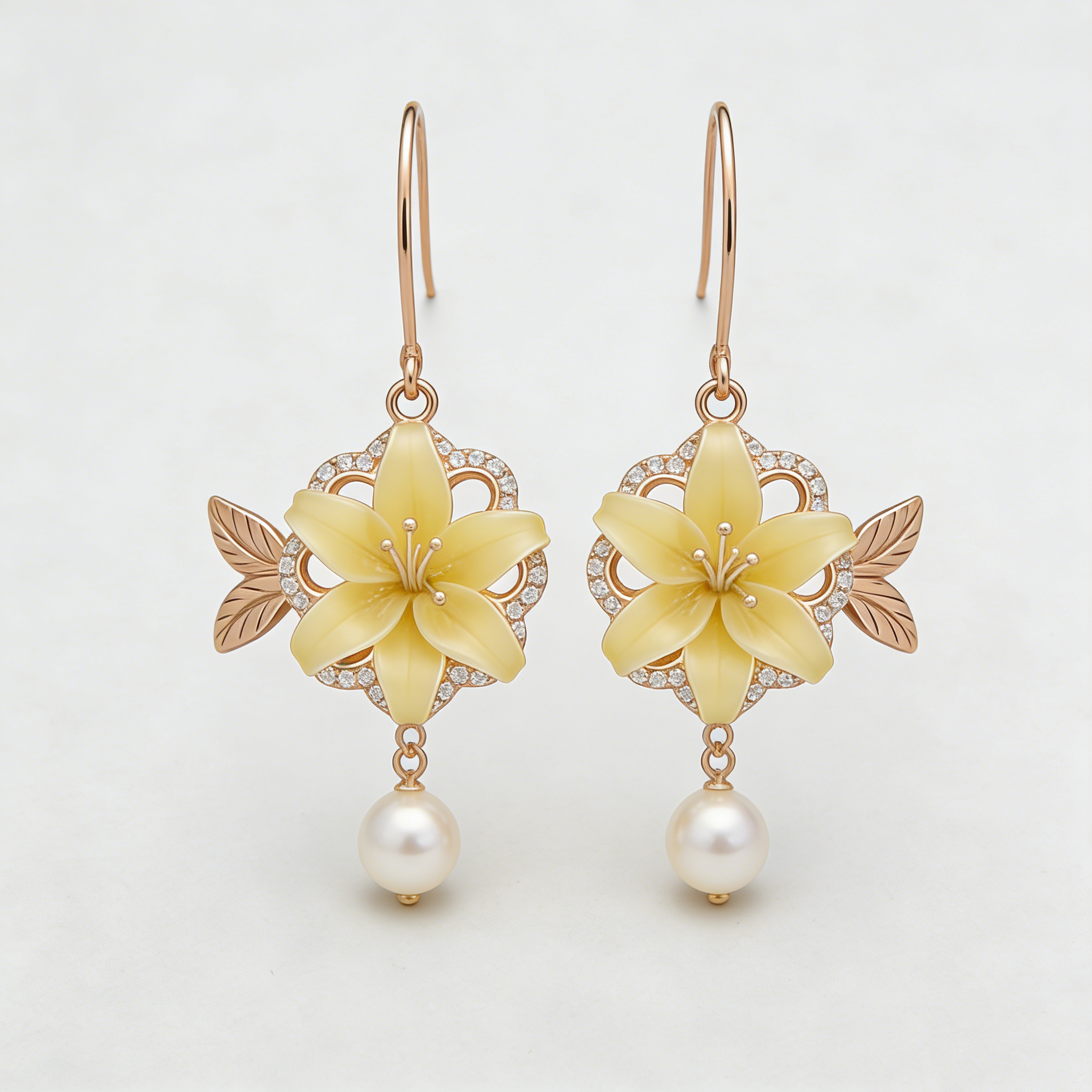 Golden Lily & Pearl Earrings